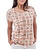 Color:Ginger Spice - Image 1 - Shaye Printed Crew Neck Short Sleeve Tee Shirt