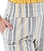 Color:Cashmere Blie - Image 4 - Shoreline Striped Crop Smocked Waist Side Pocket Pull-On Wide Leg Pants