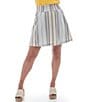 Color:Cashmere Blue - Image 1 - Shoreline Striped Smocked Wide Waistband Pull-On A-Line Skirt