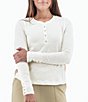 Color:Egret - Image 1 - Willow Long Sleeve Henley Shirt