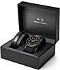 Color:Black - Image 1 - AX Armani Exchange Analog Bracelet Watch & Leather Strap Set