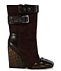 Azalea Wang Allona Patchwork Croco Accent Hardware Detail Cap Toe Mid Calf Boots - Image 2