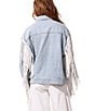 Azalea Wang Alra Fringe Point Collar Button Front Denim Jacket, Color:Denim - Image 2