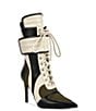 Azalea Wang Amada Colorblock Lace Up Pointed Toe Boots - Image 1