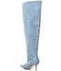 Color:Denim - Image 3 - Amby Denim Flared Thigh High Stiletto Boots