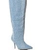 Color:Denim - Image 4 - Amby Denim Flared Thigh High Stiletto Boots