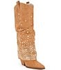 Azalea Wang Amiah Rhinestone Fold Over Western Boots - Image 1