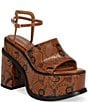 Azalea Wang Anthelmine Baroque Print Platform Block Heel Sandals - Image 1