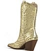Color:Gold - Image 3 - Appease Metallic Studded Crystal Rhinestone Western Mid Boots