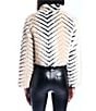 Azalea Wang Argyll Beige Faux Fur Stiff Collar Long Sleeves Three Belted Moto Jacket, Color:Beige - Image 2