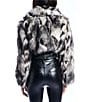 Azalea Wang Arias Faux Fur Raccoon Print Oversize Shawl Collar Cropped Jacket, Color:Grey - Image 2