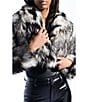 Azalea Wang Arias Faux Fur Raccoon Print Oversize Shawl Collar Cropped Jacket, Color:Grey - Image 4