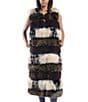 Azalea Wang Aspen Faux Fur Brown Multi Print Oversize Long Vest, Color:Brown - Image 4