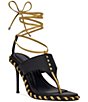 Azalea Wang Atmos Whipstitch Ankle Wrap Thong Stiletto Sandals - Image 1