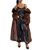 Azalea Wang Aurora Chocolate Pattern Shawl Collar Oversize Maxi Faux Fur Coat - Image 5