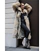 Azalea Wang Aurora Tan Fox Pattern Shawl Collar Oversize Maxi Faux Fur Coat, Color:Beige - Image 5