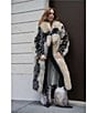 Azalea Wang Aurora Tan Fox Pattern Shawl Collar Oversize Maxi Faux Fur Coat, Color:Beige - Image 6