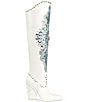 Color:White - Image 2 - Axelbeat Rhinestone Western Over-the-Knee Boots