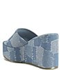 Color:Blue - Image 3 - Banas Patchwork Denim Platform Wedge Slide Sandals