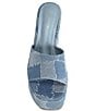 Color:Blue - Image 4 - Banas Patchwork Denim Platform Wedge Slide Sandals