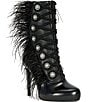 Azalea Wang Banshee Faux Feather Decorative Button Dress Booties - Image 1
