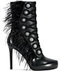 Azalea Wang Banshee Faux Feather Decorative Button Dress Booties - Image 2