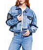 Azalea Wang Barbara Denim Point Collar Oversize Fit Bomber Jacket - Image 1