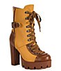 Azalea Wang Barrington Lace Up Block Heel Lug Platform Booties - Image 1