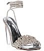 Color:Silver - Image 1 - Bayleaf Metallic Crystal Cord Clear Heel Dress Sandals