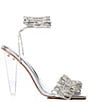 Color:Silver - Image 2 - Bayleaf Metallic Crystal Cord Clear Heel Dress Sandals