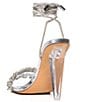 Color:Silver - Image 3 - Bayleaf Metallic Crystal Cord Clear Heel Dress Sandals