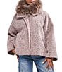 Azalea Wang Beckinsale Wool Blend Faux Fur Trim Relaxed Fit Zip Front Jacket - Image 3