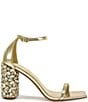 Color:Gold - Image 2 - Bernelle Metallic Crystal Embellished Block Heel Dress Sandals