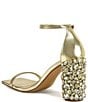 Color:Gold - Image 3 - Bernelle Metallic Crystal Embellished Block Heel Dress Sandals