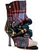 Azalea Wang Birdsong Plaid Ruched Snap Shaft Peep Toe Booties - Image 1