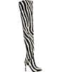 Azalea Wang Bombshell Zebra Print Pointed Toe Thigh High Boots - Image 2