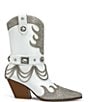 Color:White - Image 2 - Bramwell Crystal Rhinestone Draped Chain Western Mid Boots