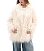 Azalea Wang Breckenridge Solid Faux Fur Notch Lapel Heavyweight Open Front Jacket, Color:Cream - Image 1