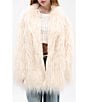 Azalea Wang Breckenridge Solid Faux Fur Notch Lapel Heavyweight Open Front Jacket, Color:Cream - Image 2