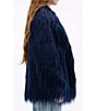 Azalea Wang Breckenridge Solid Faux Fur Notch Lapel Heavyweight Open Front Jacket, Color:Blue - Image 3