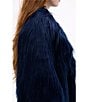 Azalea Wang Breckenridge Solid Faux Fur Notch Lapel Heavyweight Open Front Jacket, Color:Blue - Image 4