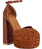 Azalea Wang Brenley Woven Platform Snake Print Block Heel Ankle Strap Pumps - Image 1