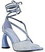Azalea Wang Buiky Denim Square Split Toe Ankle Tie Sandals - Image 1