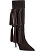 Azalea Wang Cabrera Suede Tassel Fringe Pointed Toe Tall Boots - Image 1