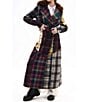 Azalea Wang Cadault Plaid Pattern Notch Lapel Belted Button Front Trench Coat, Color:Multi - Image 4
