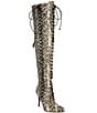 Azalea Wang Calyx Snake Print Laced Over The Knee Boots - Image 1