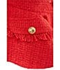 Azalea Wang Camber-Red Tweed Fringe Trim Crew Neck Button Front Peplum Jacket - Image 5