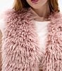 Azalea Wang Camille-Pink Faux Fur Open Front Crop Vest, Color:Pink - Image 4