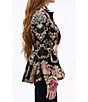 Azalea Wang Casha Baroque Pattern Metallic Notch Collar Belted Blazer, Color:Black Multi - Image 3