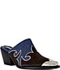 Azalea Wang Cecily Denim Cap Toe Mules - Image 1